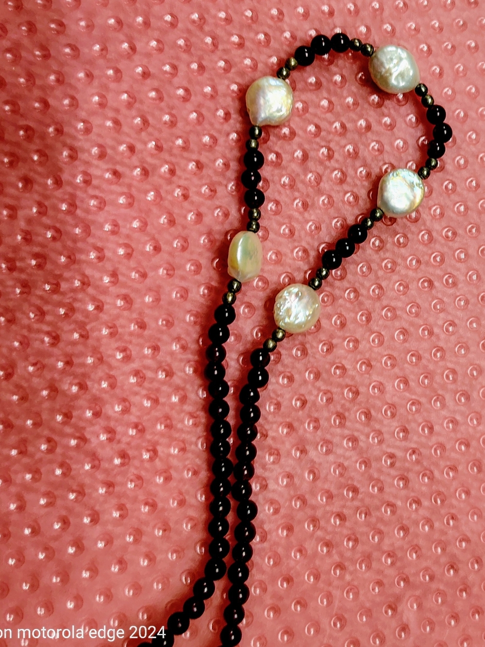 Vintage Fredhwater Pearl And Maroon Beaded Necklace.